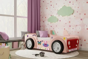 Dziecięce łóżeczko samochód Jeep Pink  Stelaż i Materac 190X90