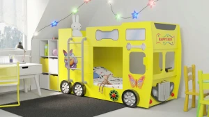 Łóżeczko dziecięce Happy Bus żółty Stelaż i Materac 190X90