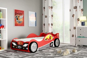 Dziecięce łóżeczko samochód Monza mini czerwona  Stelaż i Materac 160X80