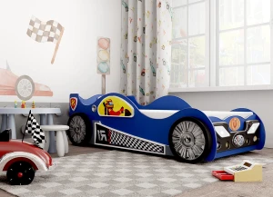Dziecięce łóżeczko samochód Monza mini niebieska  Stelaż i Materac 160X80