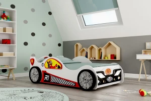 Dziecięce łóżeczko samochód Monza mini biała  Stelaż i Materac 160X80